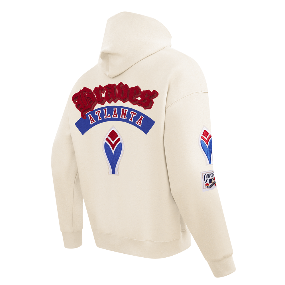 MLB ATLANTA BRAVES BEST OF MEN'S DROP SHOULDER FLC PO HOODIE (EGGSHELL)