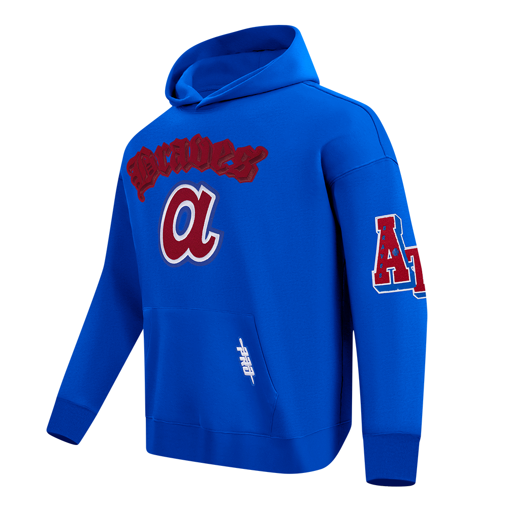 MLB ATLANTA BRAVES BEST OF MEN'S DROP SHOULDER FLC PO HOODIE (ROYAL BLUE)
