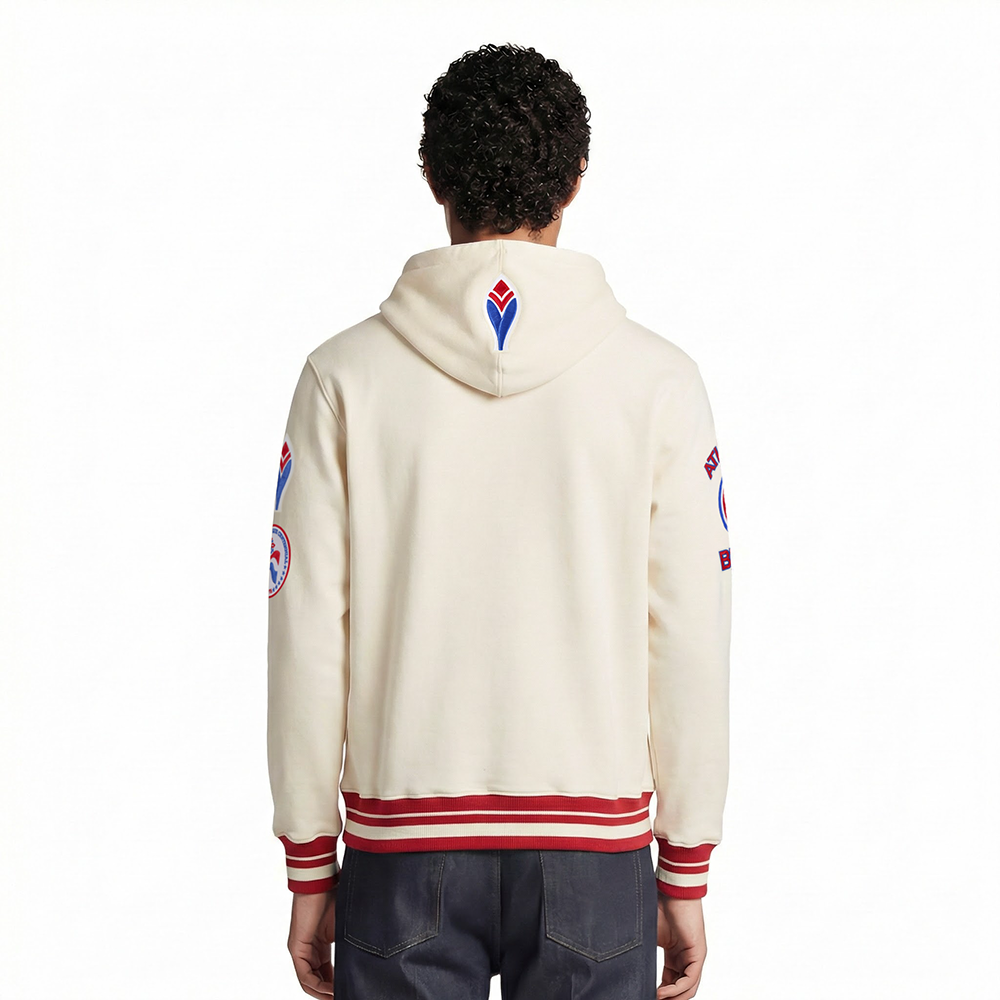 MLB ATLANTA BRAVES RETRO CLASSICS MEN'S RIB FLC PO HOODIE (EGGSHELL/ RED)