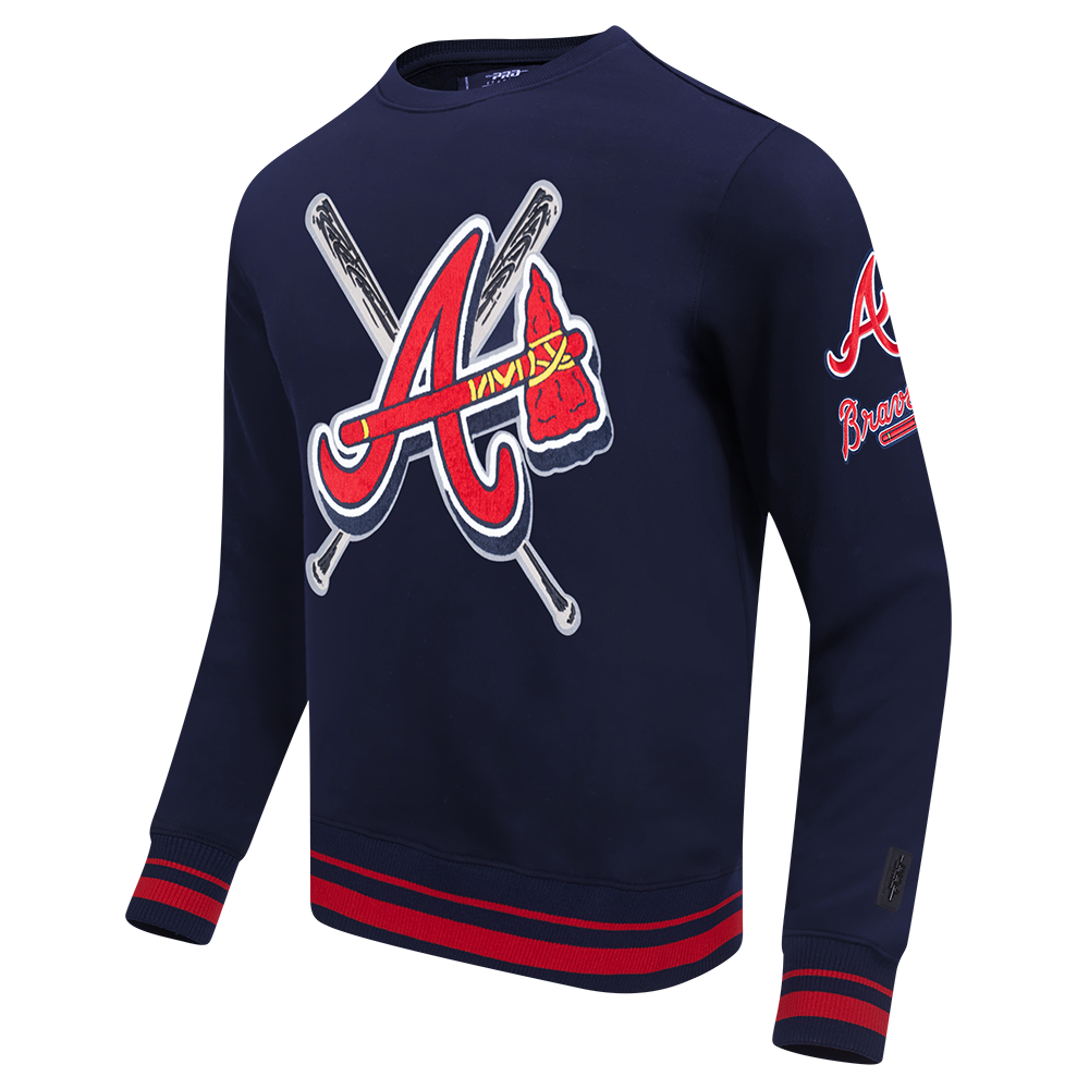 MLB ATLANTA BRAVES MASHUP MEN'S RIB CREWNECK (MIDNIGHT NAVY/RED/MIDNIGHT NAVY)