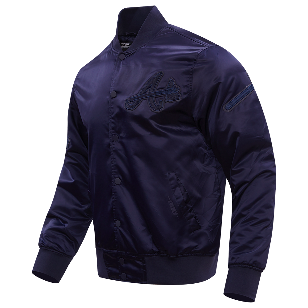 MLB ATLANTA BRAVES TRIPLE TONAL SATIN JACKET (MIDNIGHT NAVY)