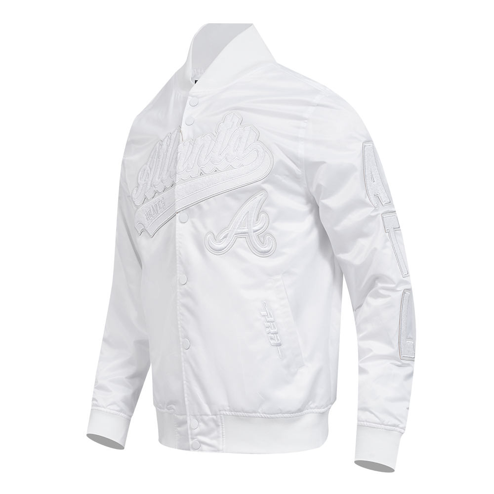 MLB ATLANTA BRAVES WHITE OUT MEN'S SATIN JACKET (WHITE)
