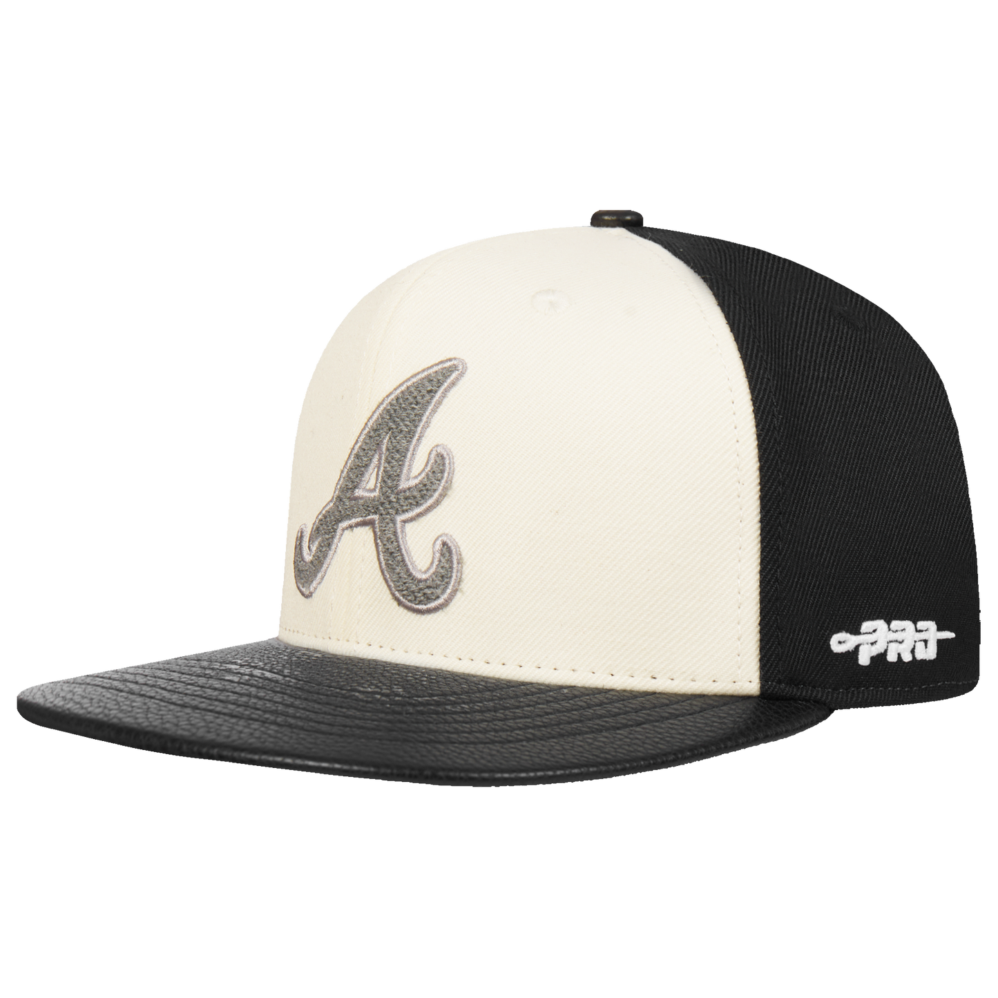 MLB ATLANTA BRAVES REVERSE FRENCH TERRY WOOL BLEND PRO SIX STRAP (EGGSHELL/ BLACK)