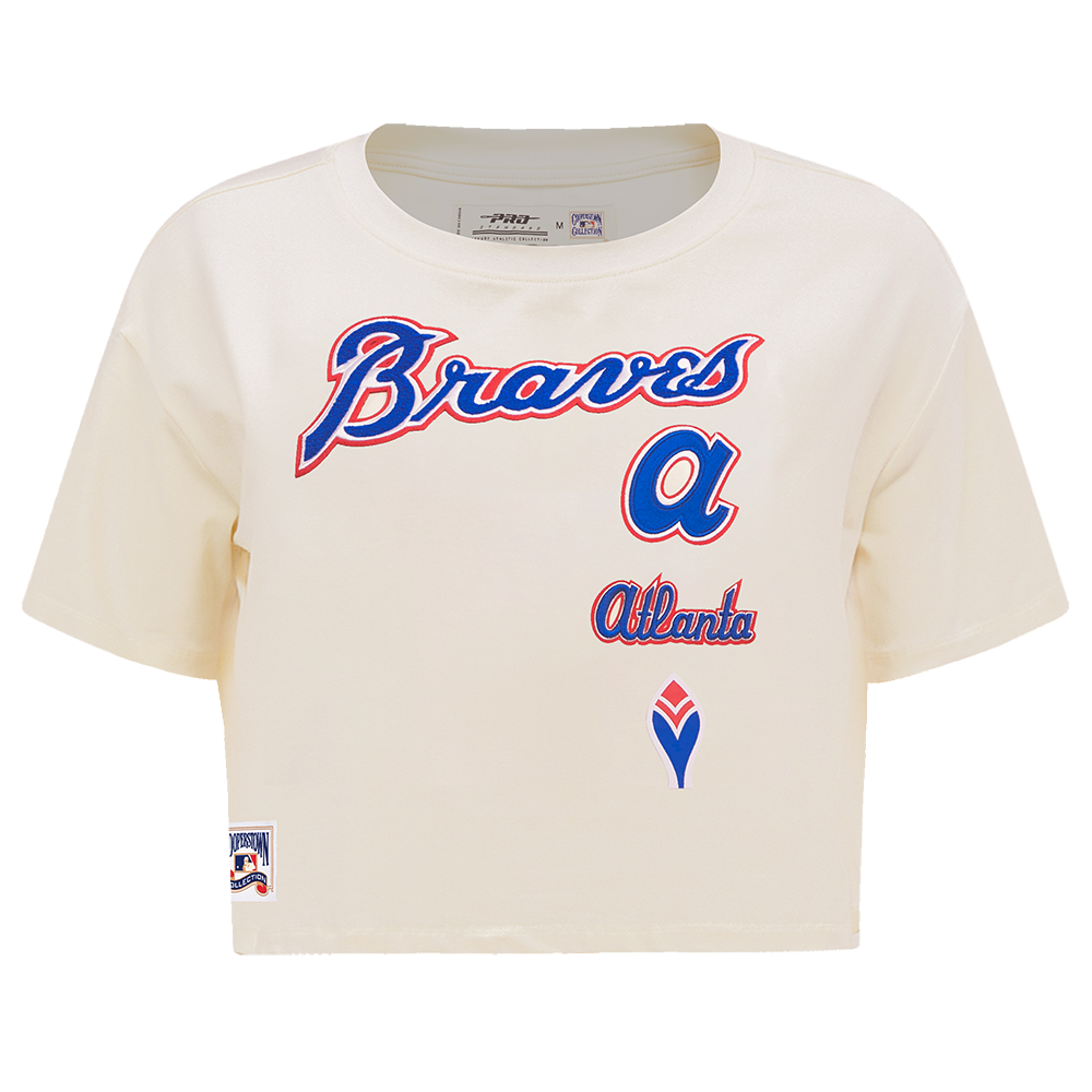 MLB ATLANTA BRAVES RETRO CLASSIC WOMEN S BOXY TOP EGGSHELL Pro Standard