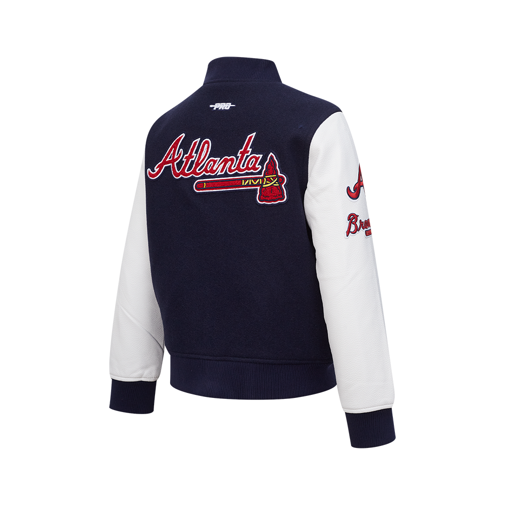 MLB ATLANTA BRAVES CLASSIC BIG BOYS WOOL VARSITY JACKET (MIDNIGHT NAVY/WHITE)