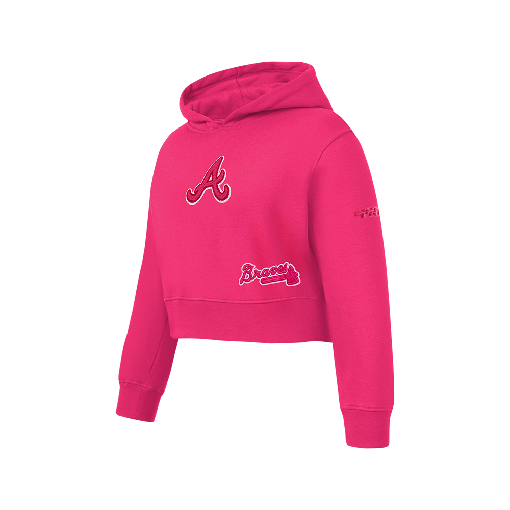 MLB ATLANTA BRAVES TRIPLE PINK BIG GIRLS FLEECE PO HOODIE (BEETROOT PURPLE)