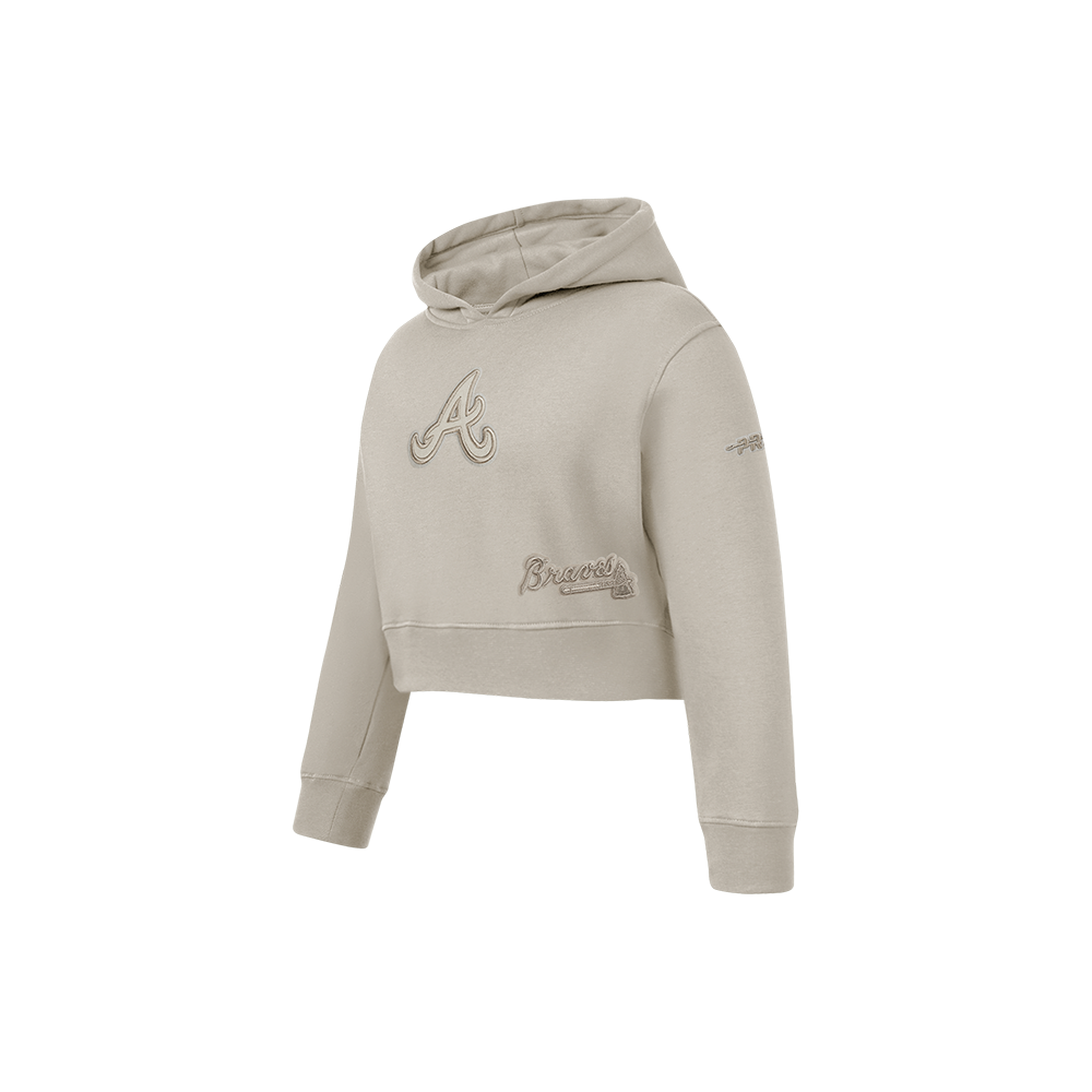 MLB ATLANTA BRAVES NEUTRAL BIG GIRLS FLEECE PO HOODIE (TAUPE)