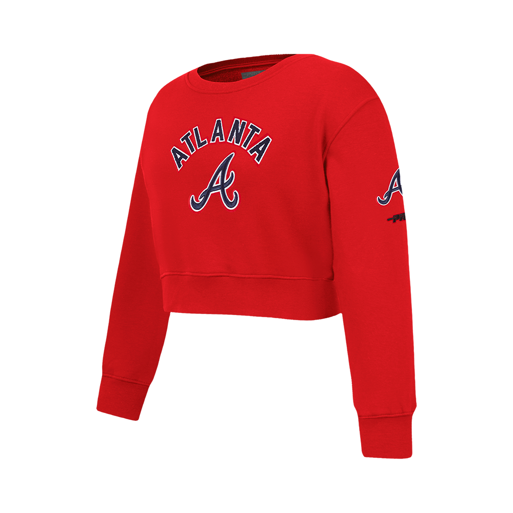 MLB ATLANTA BRAVES CLASSIC BIG GIRLS FLEECE CREWNECK (RED)