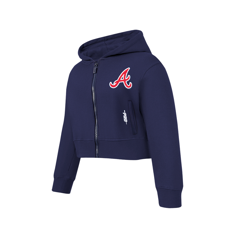 MLB ATLANTA BRAVES CLASSIC BIG GIRLS FLEECE FZ HOODIE (MIDNIGHT NAVY)