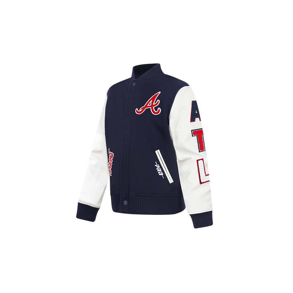 MLB ATLANTA BRAVES CLASSIC TODDLER BOYS WOOL VARSITY JACKET (MIDNIGHT NAVY/WHITE)