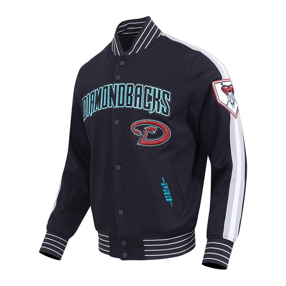 MLB ARIZONA DIAMONDBACKS CURRENT LOGO PRO GAME DAY MEN'S DOUBLE KNIT JACKET (BLACK/SILVER/WHITE)