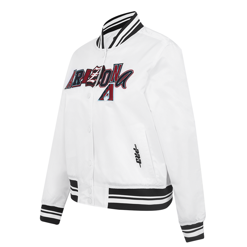 MLB ARIZONA DIAMONDBACKS CITY RANSOM WOMEN'S RIB SATIN JACKET (WHITE/BLACK)