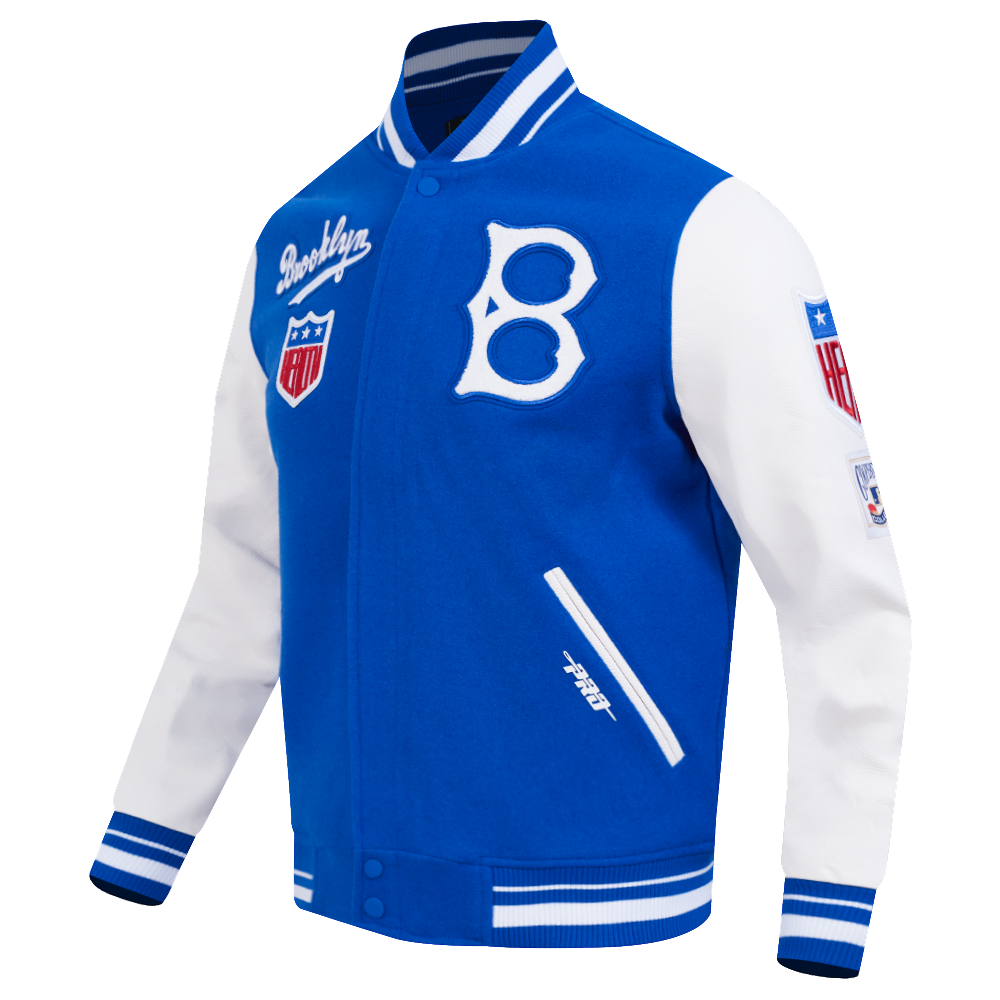MLB BROOKLYN DODGERS RETRO CLASSIC MEN'S RIB WOOL VARSITY JACKET (ROYAL BLUE/WHITE)