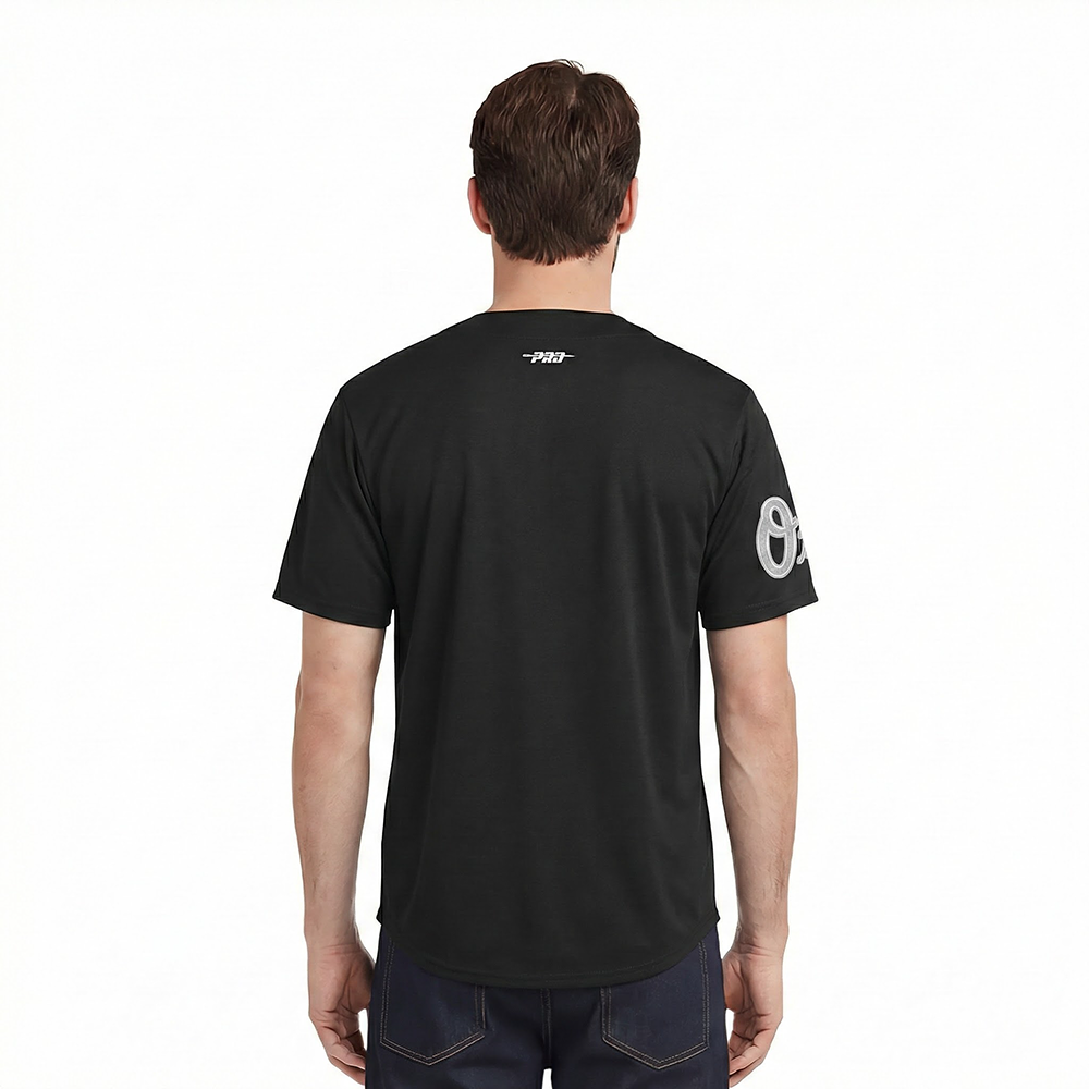 MLB BALTIMORE ORIOLES REVERSE FRENCH TERRY MEN'S DROP SHOULDER TEE (BLACK)