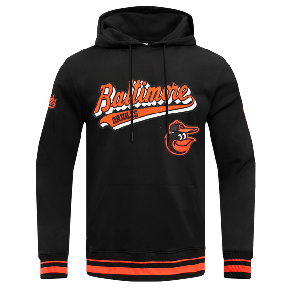 MLB BALTIMORE ORIOLES SCRIPT TAIL MEN'S RIB FLC PO HOODIE (BLACK/ORANG –  Pro Standard