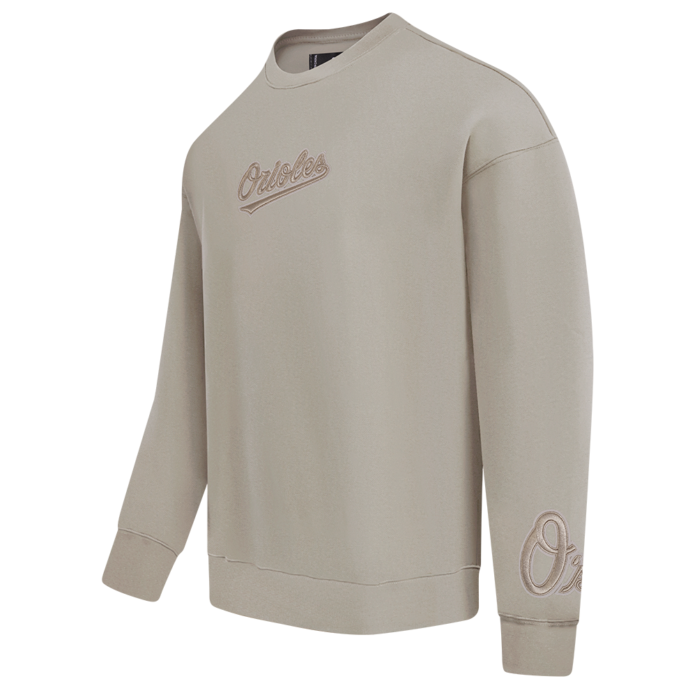 MLB BALTIMORE ORIOLES WINGSPAN MEN'S DROP SHOULDER FLEECE CREWNECK (TAUPE)