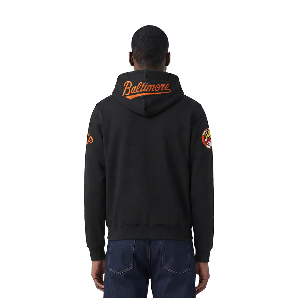 MLB BALTIMORE ORIOLES CLASSIC CHENILLE MEN'S DK PO HOODIE (BLACK)