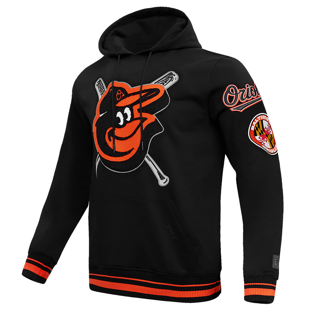 MLB BALTIMORE ORIOLES MASHUP MEN S RIB PO HOODIE BLACK ORANGE Pro Standard