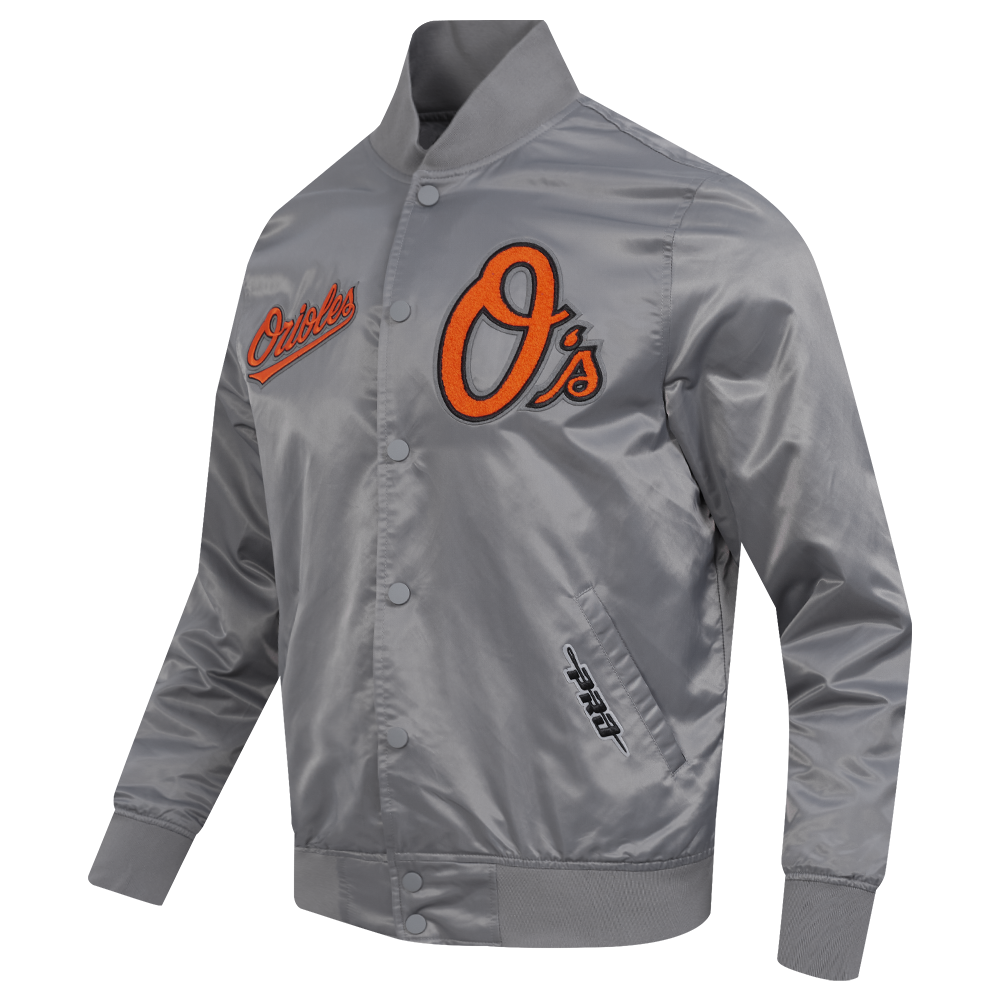 MLB BALTIMORE ORIOLES SOUVENIR MEN'S SATIN JACKET (GRAY)