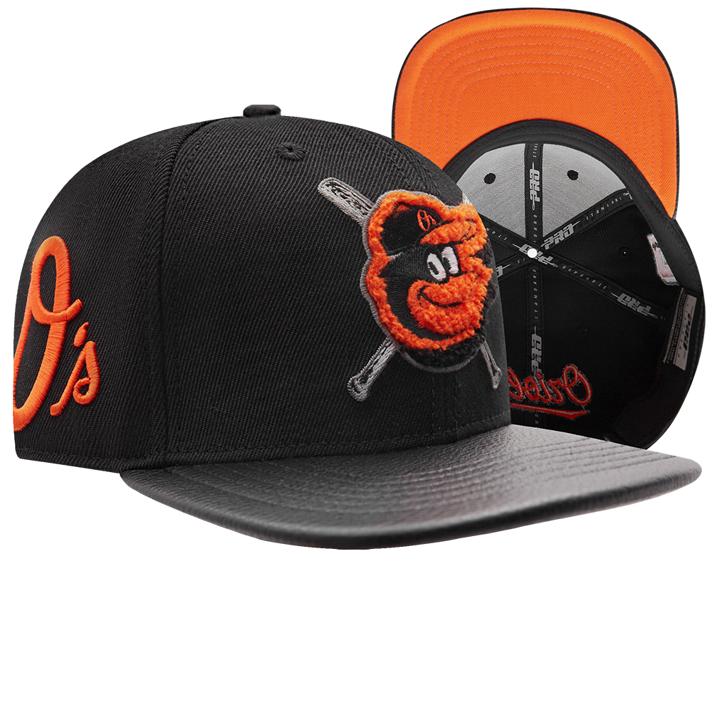 MLB BALTIMORE ORIOLES MASHUP UNISEX WOOL LEATHER STRAPBACK HAT BLACK Pro Standard