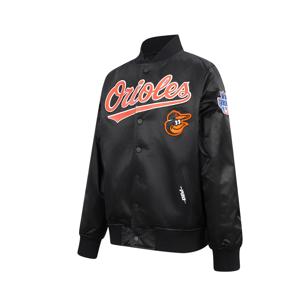 MLB BALTIMORE ORIOLES CLASSIC BIG BOYS SATIN JACKET (BLACK)