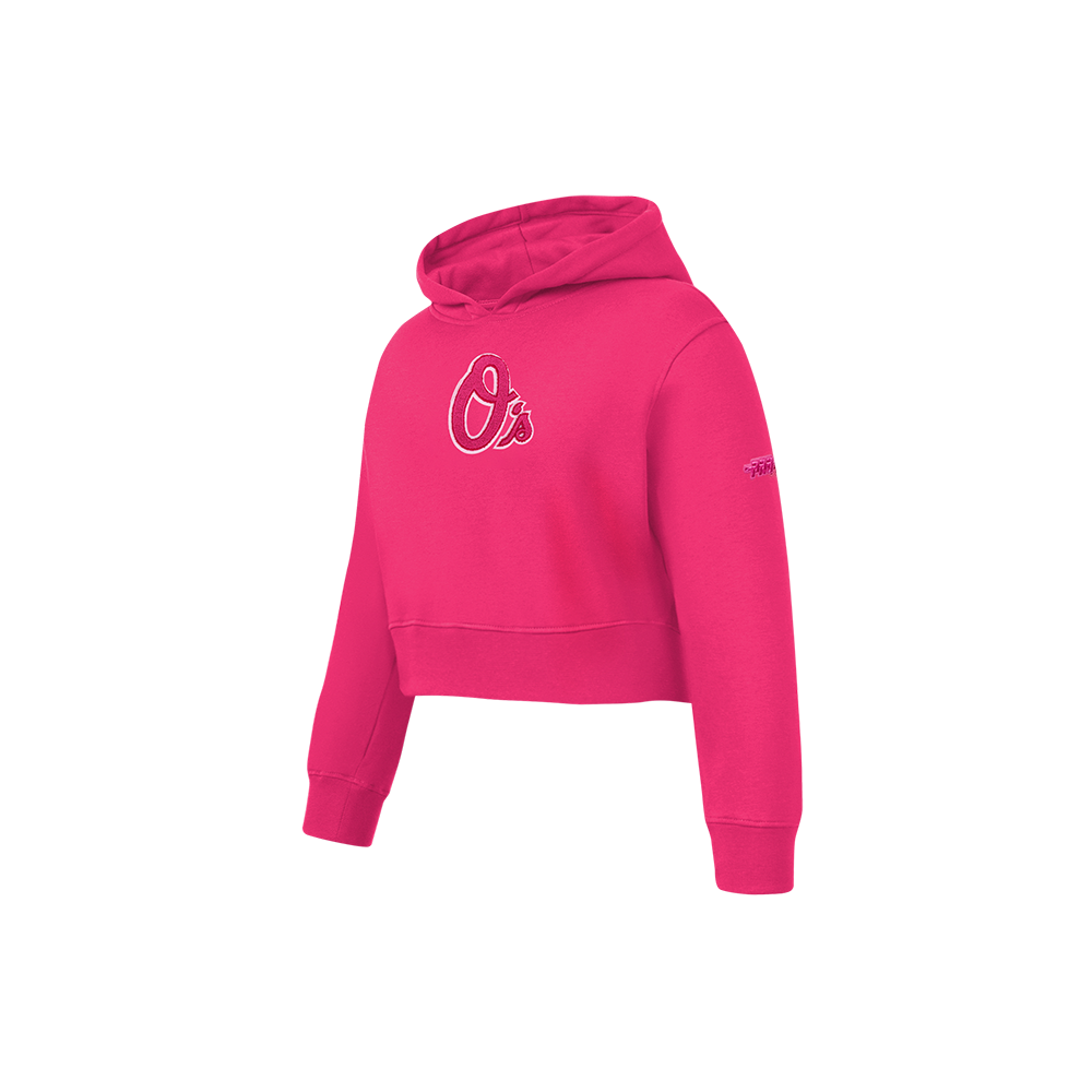 MLB BALTIMORE ORIOLES TRIPLE PINK BIG GIRLS FLEECE PO HOODIE (BEETROOT PURPLE)