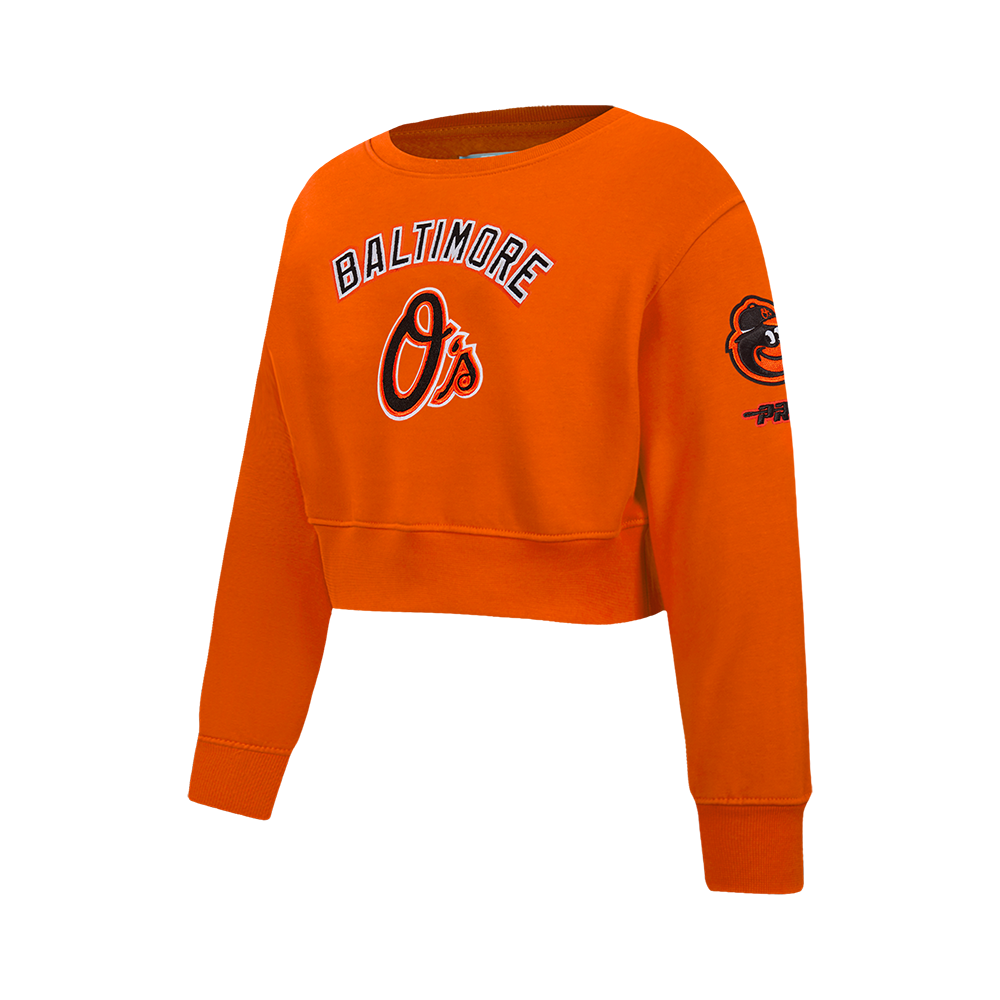 MLB BALTIMORE ORIOLES CLASSIC BIG GIRLS FLEECE CREWNECK (ORANGE)