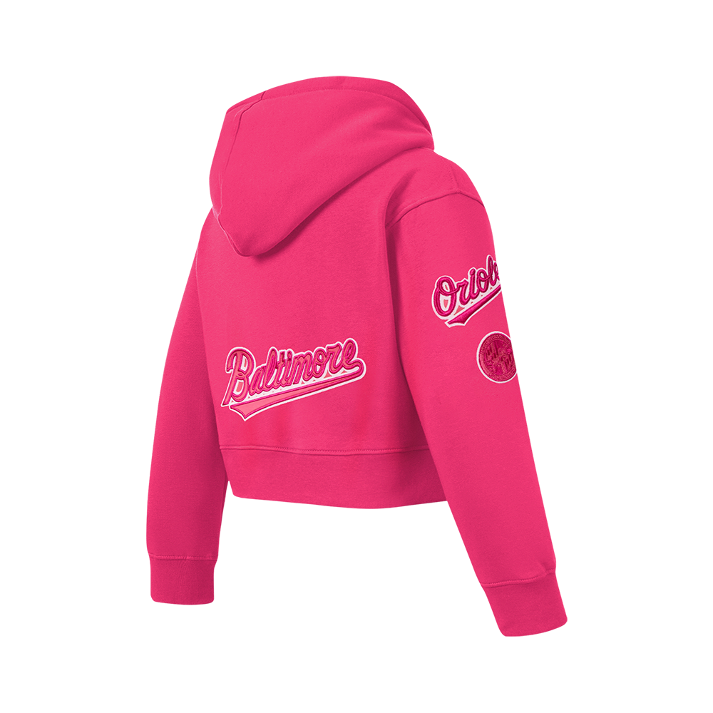 MLB BALTIMORE ORIOLES CLASSIC TRIPLE PINK BIG GIRL'S  FLEECE PO HOODIE (BEETROOT PURPLE)