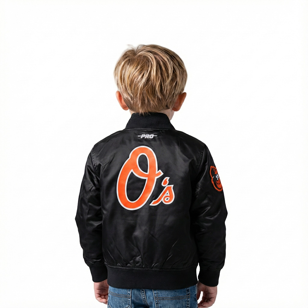 MLB BALTIMORE ORIOLES CLASSIC CHENILLE TODDLER BOY'S  SATIN JACKET (BLACK)