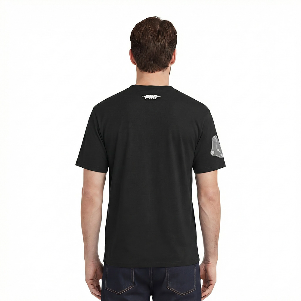 MLB BOSTON RED SOX REVERSE FRENCH TERRY MEN'S COTTON JERSEY DROP SHOULDER TOP (BLACK)