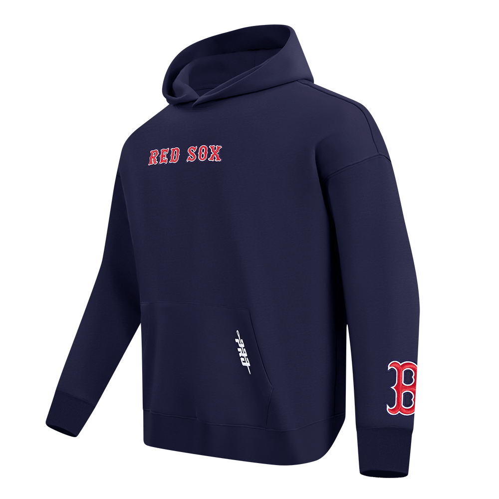 MLB BOSTON RED SOX WINGSPAN MEN'S DROP SHOULDER FLEECE PULLOVER HOODIE (MIDNIGHT NAVY)