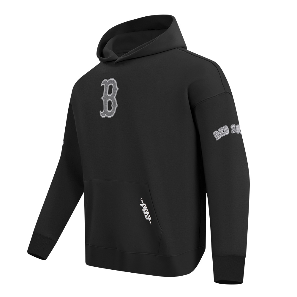 MLB BOSTON RED SOX REVERSE FRENCH TERRY MEN'S DROP SHOULDER FLC PO HOODIE (BLACK)