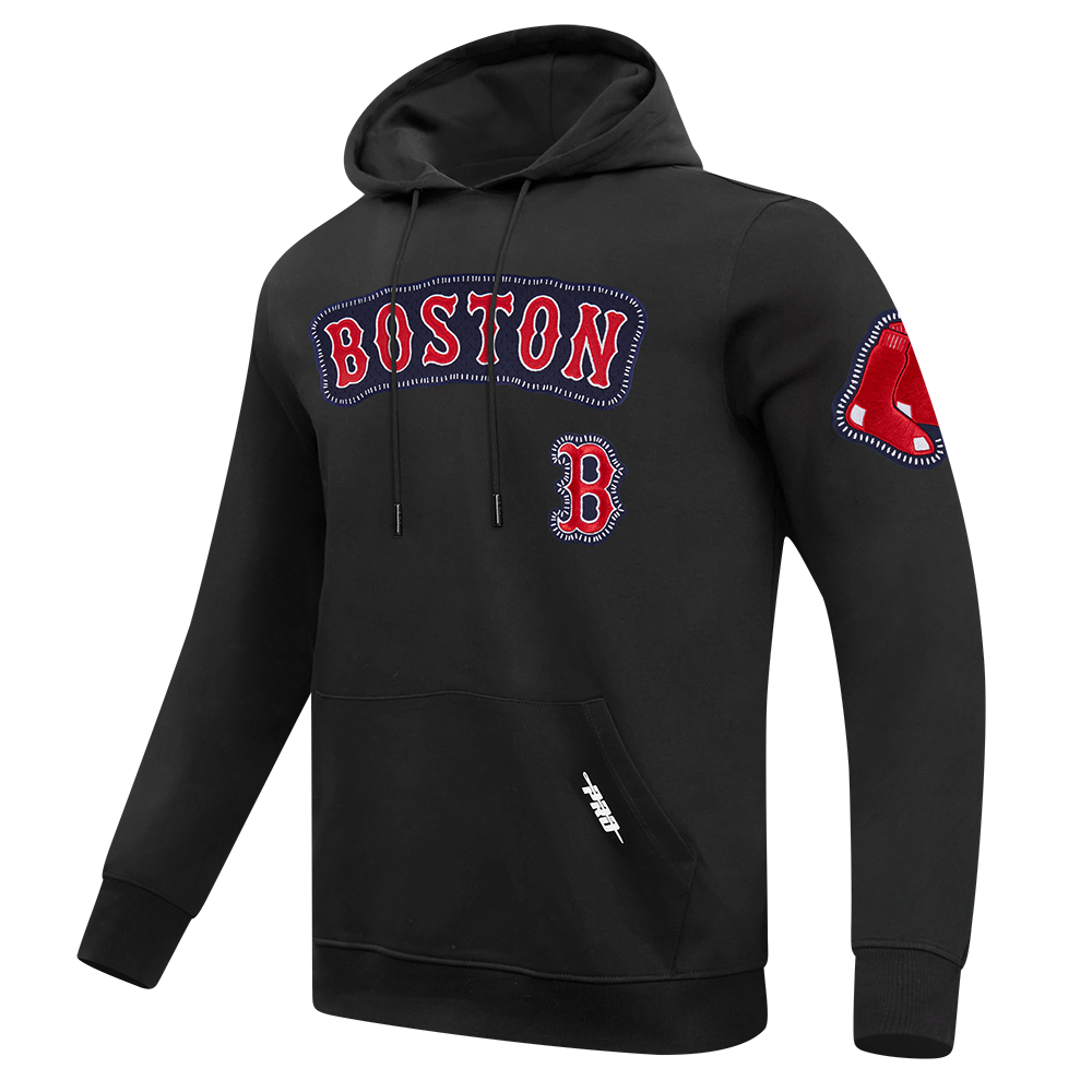 MLB BOSTON RED SOX DIY PICK STITCH MEN'S DK PO HOODIE (BLACK)