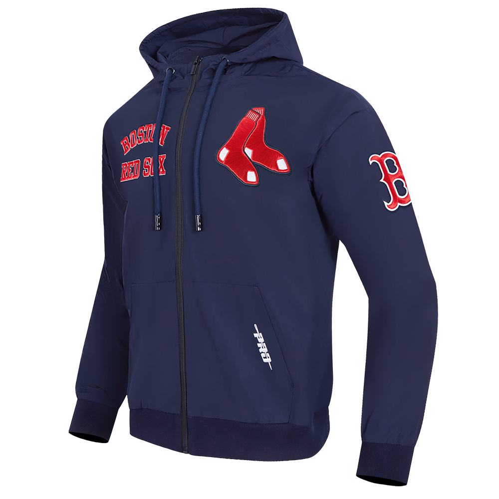 MLB BOSTON RED SOX CLASSIC WIND SUIT MEN'S WOVEN FULL ZIP PULLOVER HOODIE (MIDNIGHT NAVY)