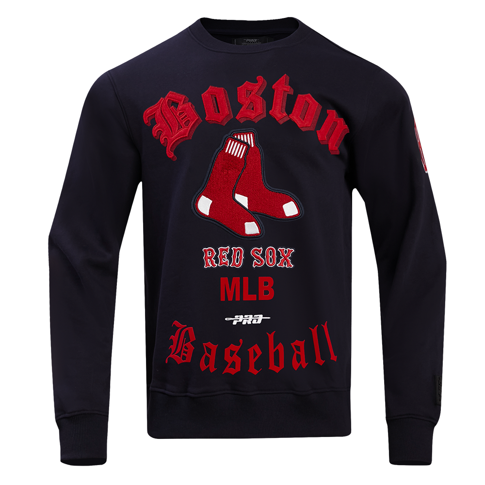 MLB BOSTON RED SOX OLD ENGLISH MEN'S CREWNECK (MIDNIGHT NAVY)