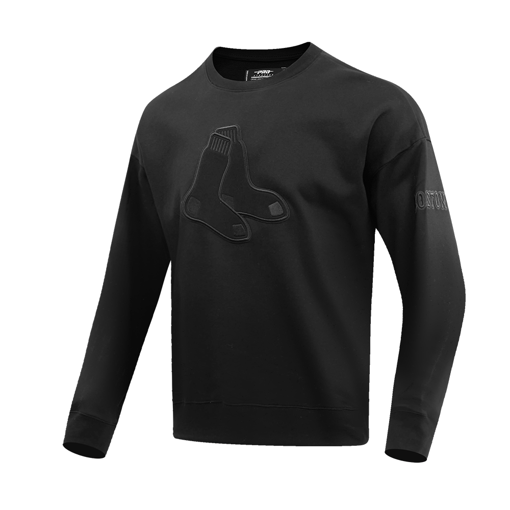 MLB BOSTON RED SOX NEUTRAL MEN'S DROP SHOULDER FLEECE CREWNECK (BLACK)