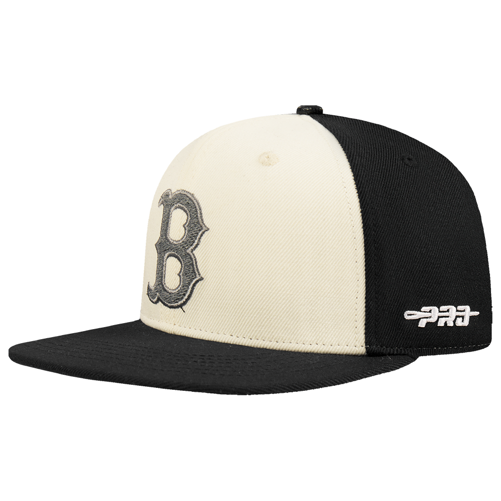 MLB BOSTON RED SOX REVERSE FRENCH TERRY WOOL BLEND PRO SIX STRAP (EGGSHELL/ BLACK)