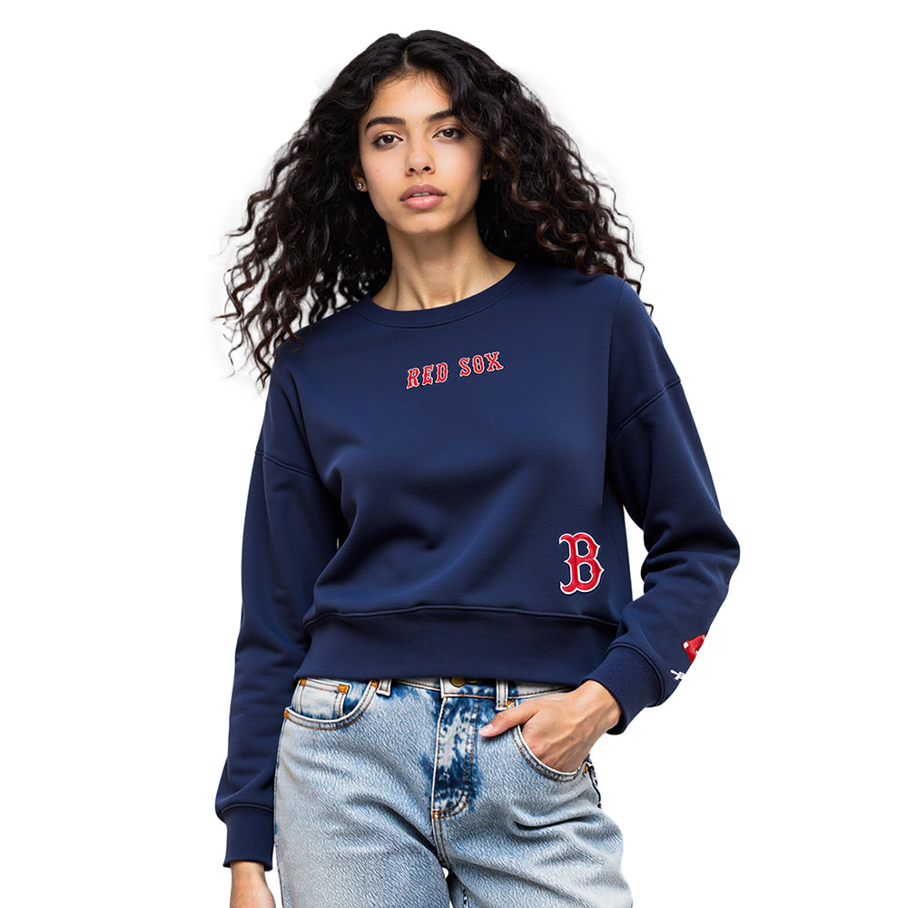 MLB BOSTON RED SOX WINGSPAN WOMEN'S FLC CREWNECK (MIDNIGHT NAVY)