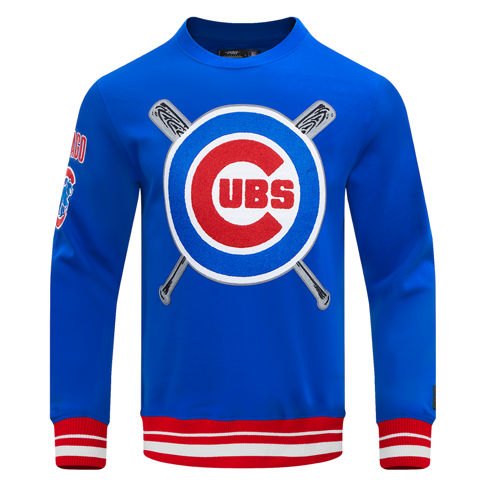 MLB CHICAGO CUBS MASHUP MEN S RIB CREWNECK ROYAL BLUE RED Pro Standard