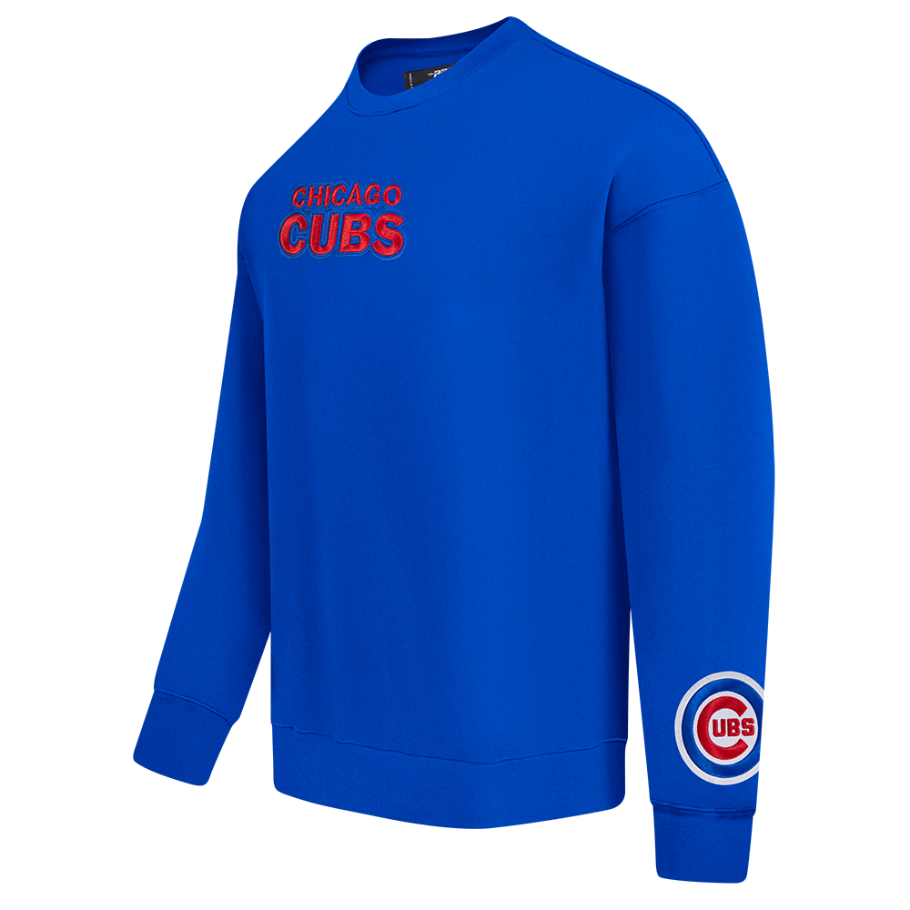 MLB CHICAGO CUBS WINGSPAN MEN'S DROP SHOULDER FLEECE CREWNECK (ROYAL BLUE)