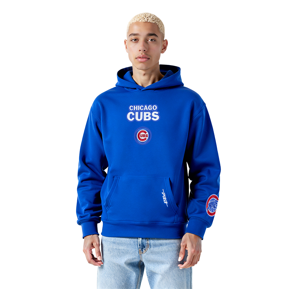 MLB CHICAGO CUBS WINGSPAN MEN'S DROP SHOULDER FLC PO HOODIE (ROYAL BLUE)