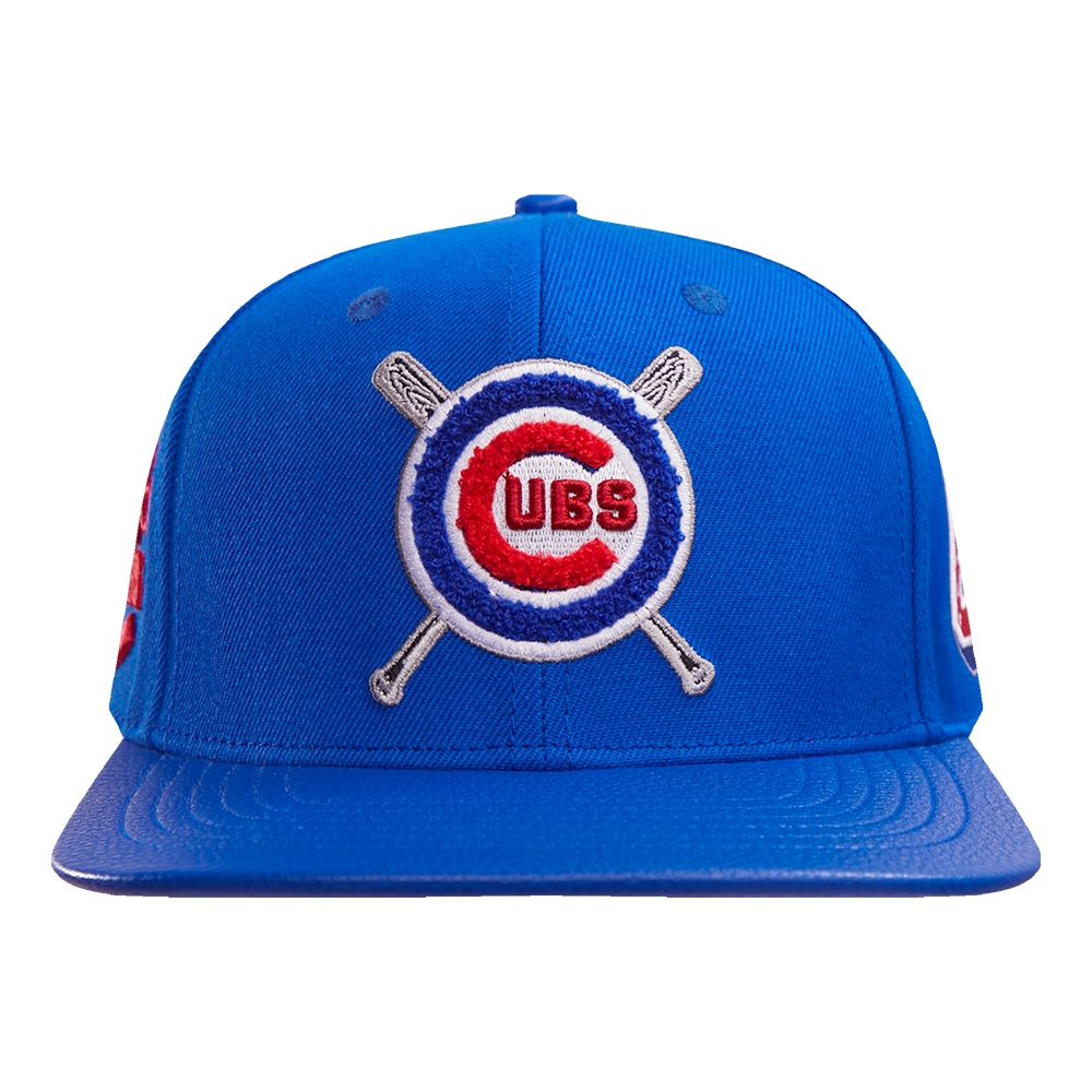 MLB CHICAGO CUBS MASHUP UNISEX WOOL LEATHER STRAPBACK HAT ROYAL