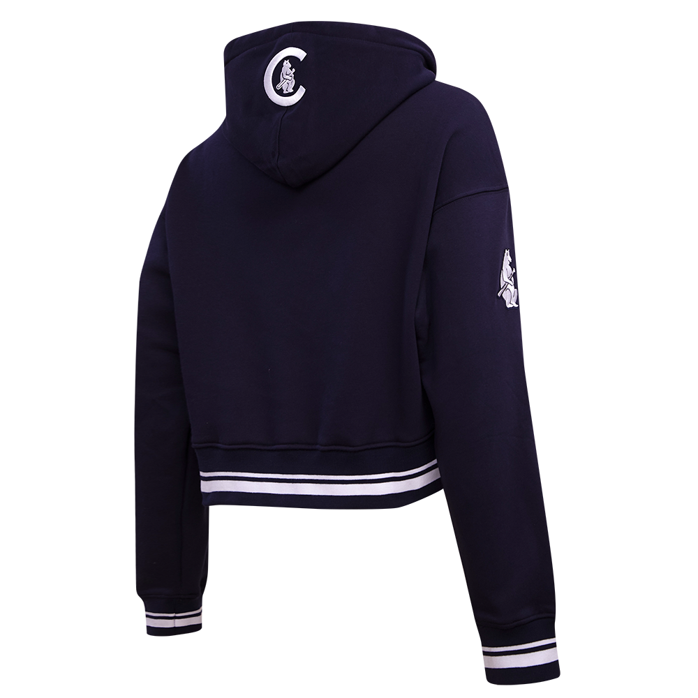 MLB CHICAGO CUBS RETRO CLASSIC WOMEN'S CROPPED PO HOODIE (MIDNIGHT NAVY)