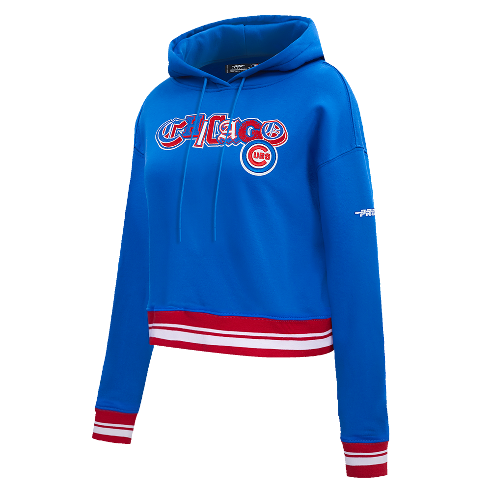 MLB CHICAGO CUBS CITY RANSOM WOMEN'S RIB FLC CROPPED PO HOODIE (ROYAL BLUE/RED)