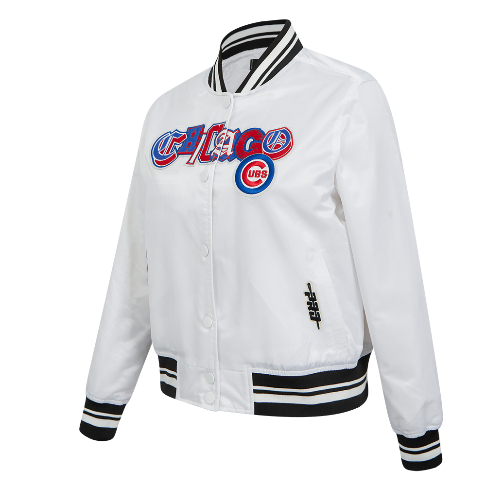 MLB CHICAGO CUBS CITY RANSOM WOMEN'S RIB SATIN JACKET (WHITE/BLACK)