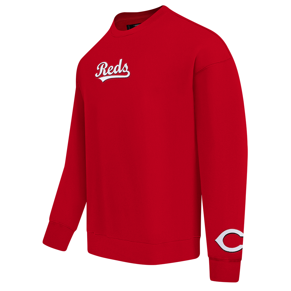 MLB CINCINNATI REDS WINGSPAN MEN'S DROP SHOULDER FLEECE CREWNECK (RED)