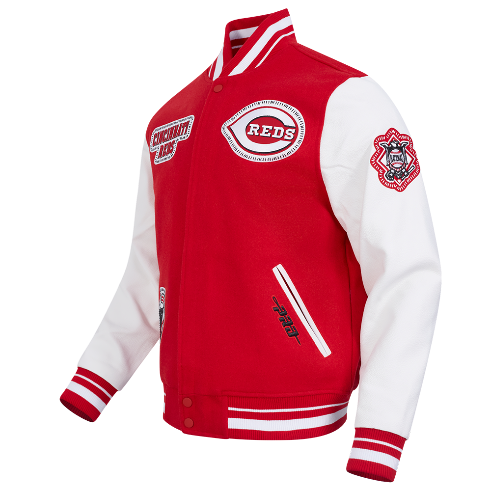 MLB CINCINNATI REDS DIY PICK STITCH MEN'S RIB WOOL VARSITY JACKET (RED/WHITE)