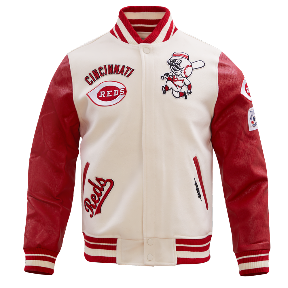 SAN FRANCISCO 49ERS RETRO CLASSIC RIB SATIN JACKET (EGGSHELL/ RED)