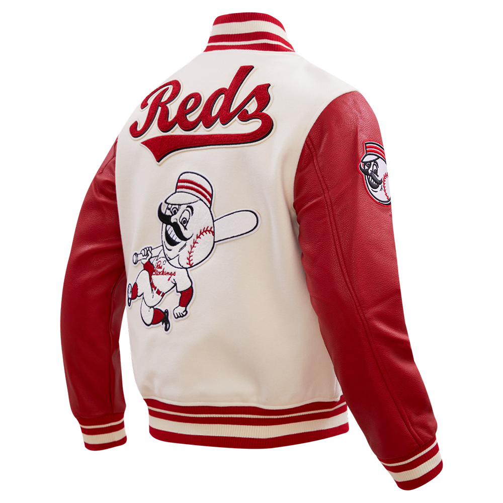 CINCINNATI REDS RETRO CLASSIC RIB WOOL VARSITY JACKET (EGGSHELL/ RED ...