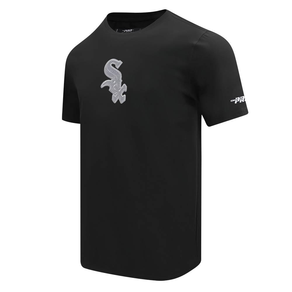MLB CHICAGO WHITE SOX REVERSE FRENCH TERRY MEN'S COTTON JERSEY DROP SHOULDER TEE (BLACK)